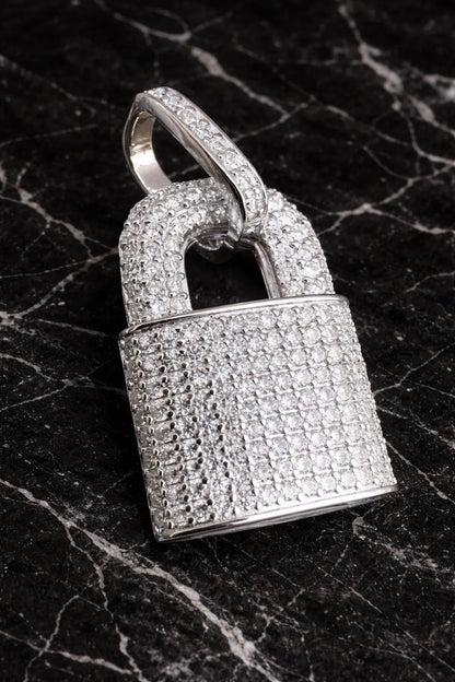 Moissanite Love Lock Padlock Pendant – Gold or Silver