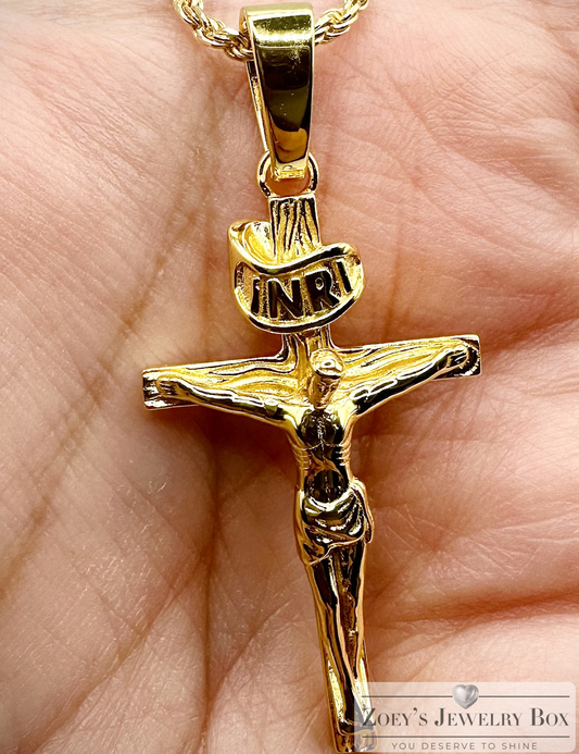 1" x 1.5" Handmade Medium Sized INRI Crucifix Pendant – 3 Finishes