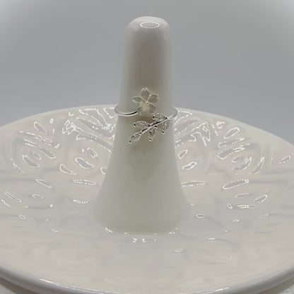 Single Flower Ring, Silver
