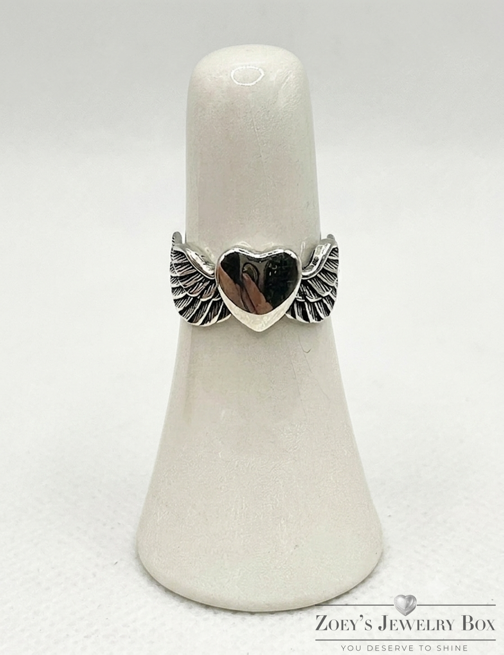 Women's Claddagh-Style Heart Wings Ring – Sizes 5-10