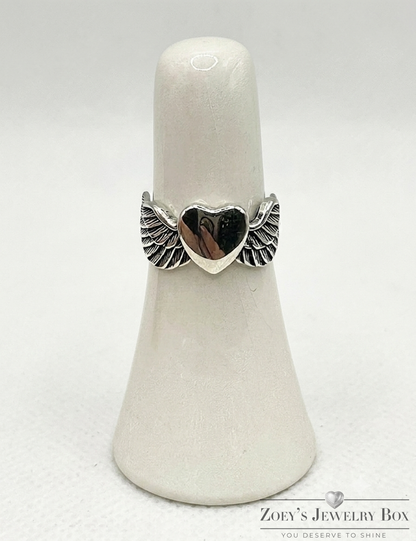 Women's Claddagh-Style Heart Wings Ring – Sizes 5-10