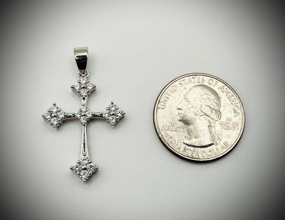 Rhodium Iced Out Gothic Cross Pendant
