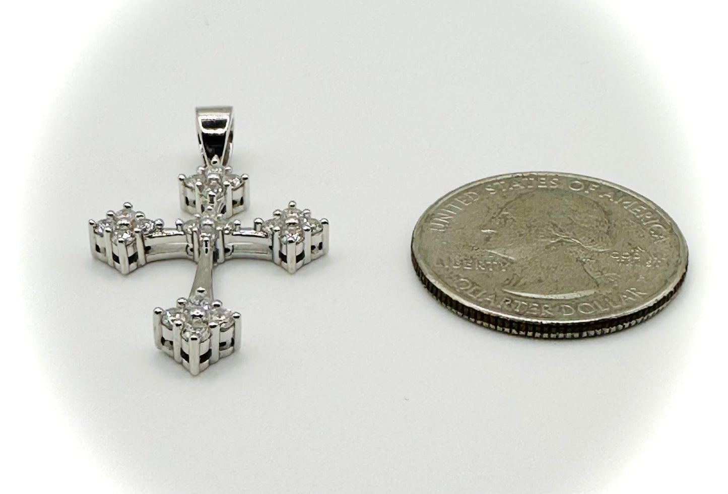 Rhodium Iced Out Gothic Cross Pendant