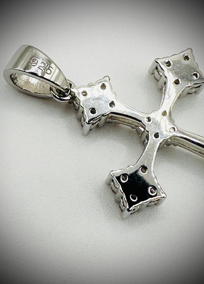 Rhodium Iced Out Gothic Cross Pendant