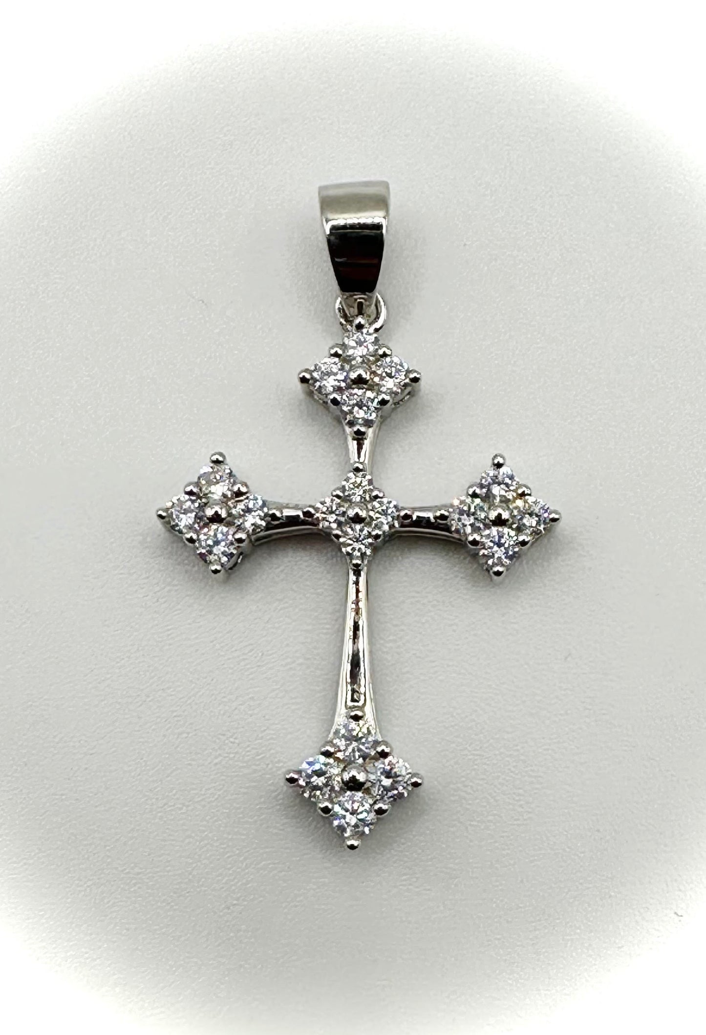 Rhodium Iced Out Gothic Cross Pendant