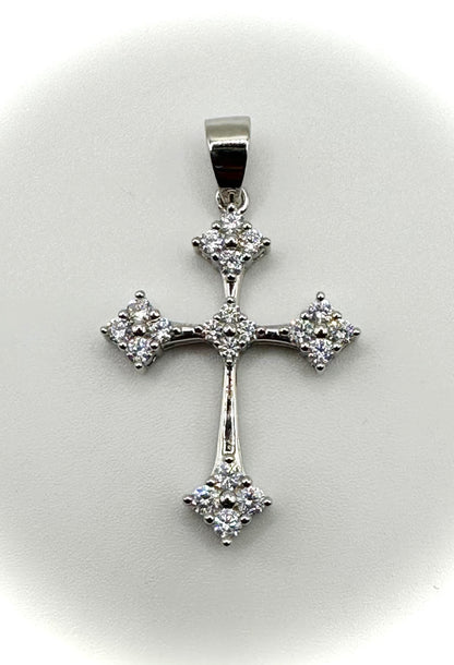Rhodium Iced Out Gothic Cross Pendant