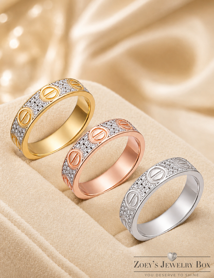 Moissanite Love Eternity Band Ring (Silver, Gold Vermeil, Rose Gold)